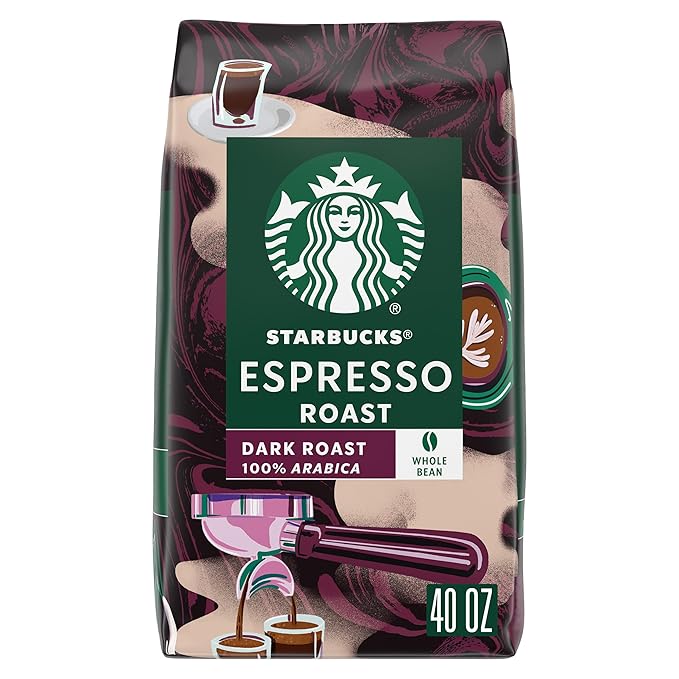 Starbucks Whole Bean Coffee, Dark Roast Coffee, Espresso Roast, 100% Arabica, 1 bag (40 oz)