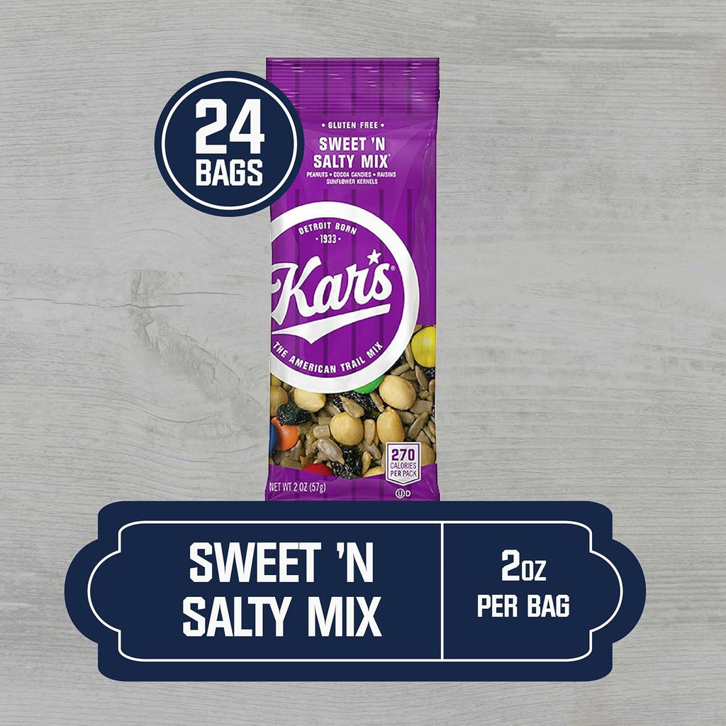 Kar’s Nuts Original Sweet ‘N Salty Trail Mix, 2 oz Individual Packs – Bulk Pack of 24, Gluten-Free Snacks