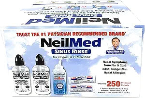 NeilMed Sinus Rinse - 2x8fl oz Bottles Nasamist Saline Spray 75mL - 250 Packets