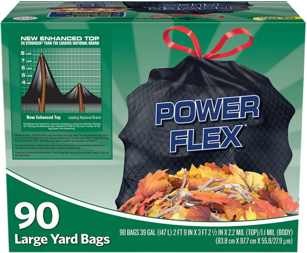 Member's Mark 39 Gallon Power Flex Drawstring, 90 Count(Pack of 1)