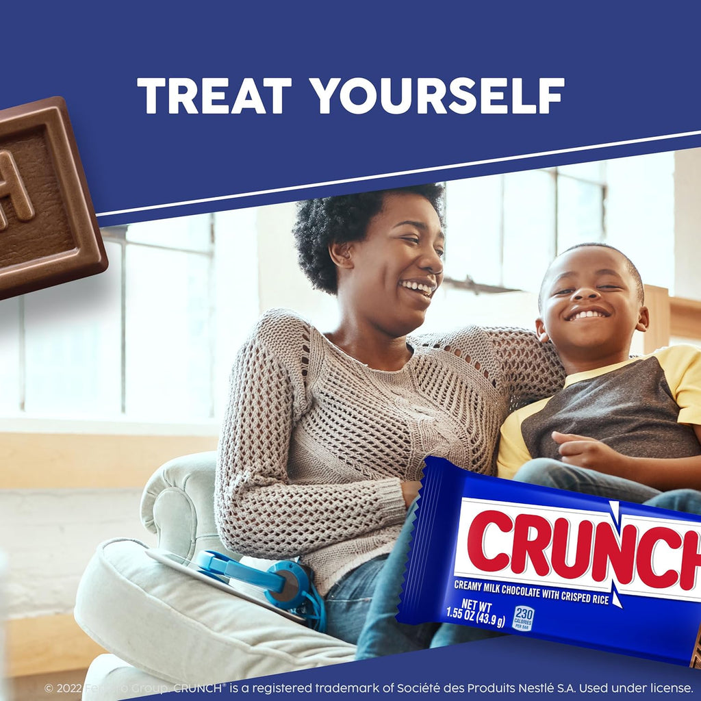 CRUNCH, Bulk 36 Count, Milk Chocolate and Crisped Rice, Full Size Halloween Candy, 1.55 oz Each