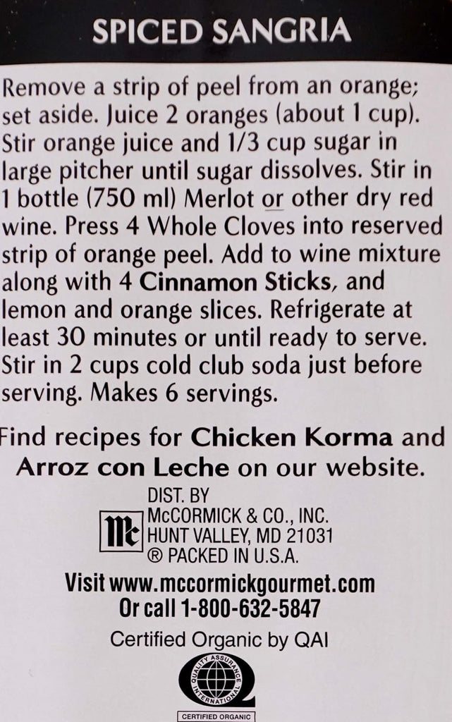 McCormick Organic Cinnamon Sticks, 8 Ounce