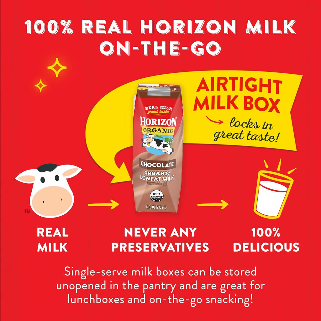 Horizon Organic Shelf-Stable 1% Low Fat Milk Boxes, Chocolate, 8 oz., 18 Pack