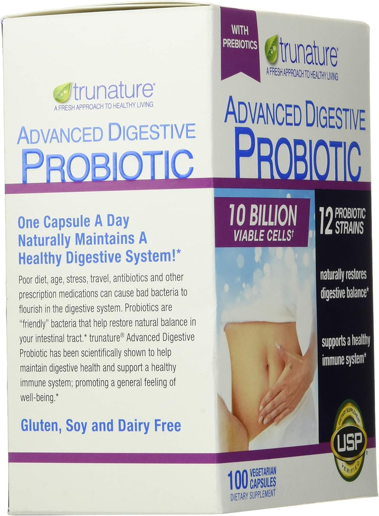 TruNature Advanced Digestive Probiotic, White, 100 Count