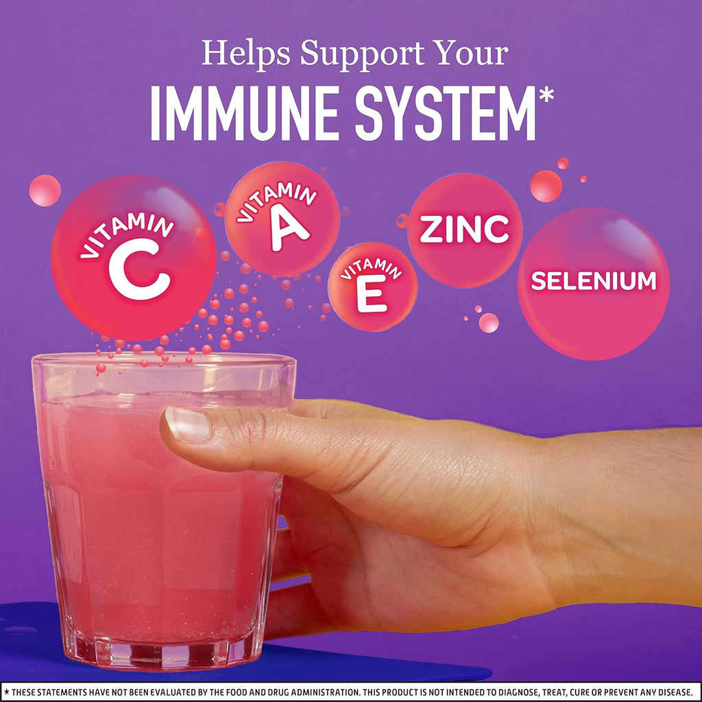 Airborne 1000mg Vitamin C with Zinc Effervescent Tablets, Immune Support Supplement with Powerful Antioxidants Vitamins A C & E - 36 Fizzy Drink Tablets, Very Berry Flavor