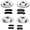 K1438 Front and Rear Z23 Carbon Fiber Brake Pads with Drilled & Slotted Brake Rotors Kit