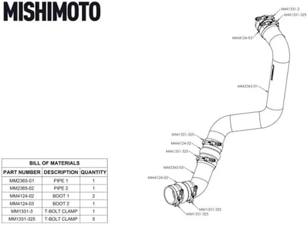 MMICP-DMAX-17HP Hot-Side Intercooler Pipe and Boot Kit, Compatible with Chevrolet/Gmc 6.6L Duramax (L5P) 2017-2019, Polished