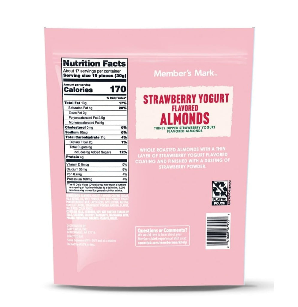 Strawberry Yogurt Almonds, 17.5 oz., 2 Pack Coated Yogurt Nuts with queen of the castle Gift Tag