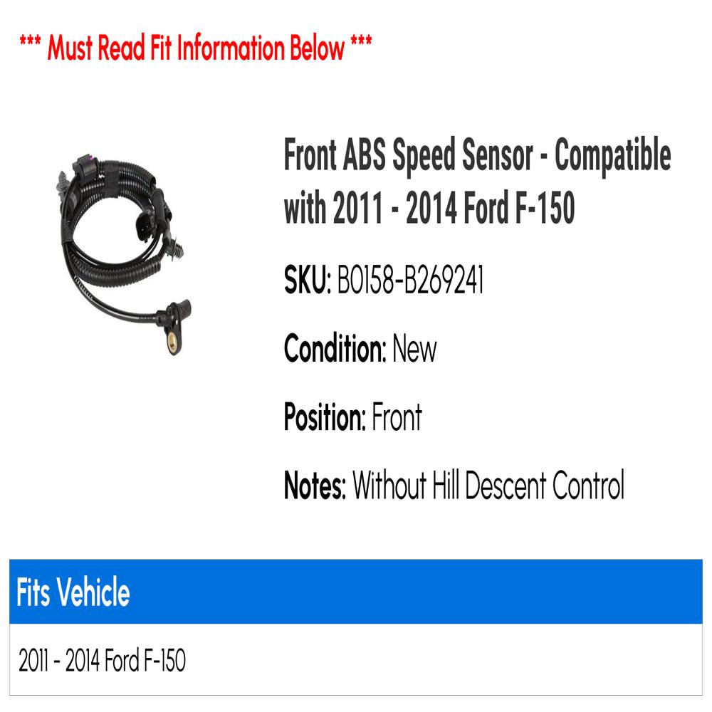 Front ABS Speed Sensor - Compatible with 2011 - 2014 Ford F-150 2012 2013