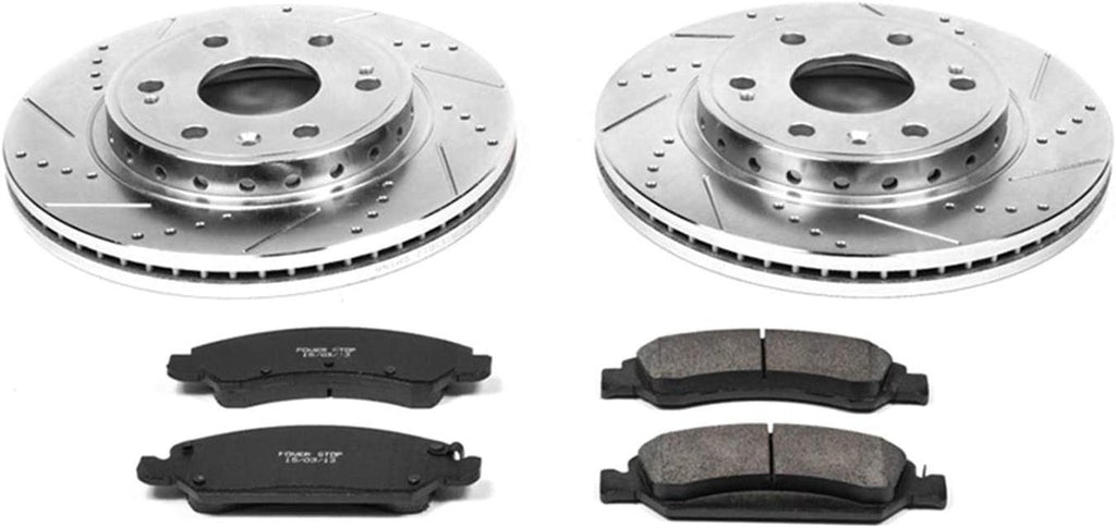 K5519 Front Z23 Carbon Fiber Brake Pads with Drilled & Slotted Brake Rotors Kit