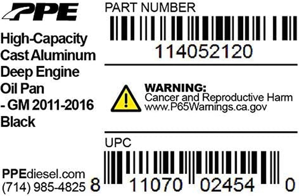 PPE High-Capacity Aluminum Deep Engine Oil Pan (Black) 114052120 Compatible with 2011-2016 Chevy/Gmc 6.6L LML Duramax Diesel