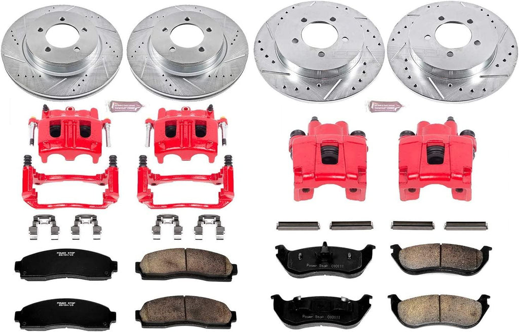 KC2722 Z23 Evolution Sport 1-Click Brake Kit with Powder Coated Calipers (Brake Pads, Drilled/Slotted Rotors)