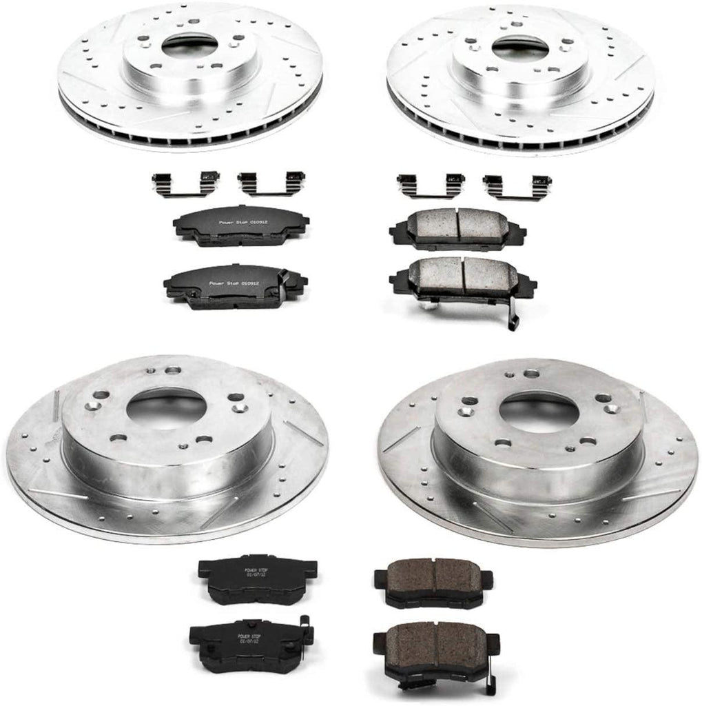 K2440 Front and Rear Z23 Carbon Fiber Brake Pads with Drilled & Slotted Brake Rotors Kit