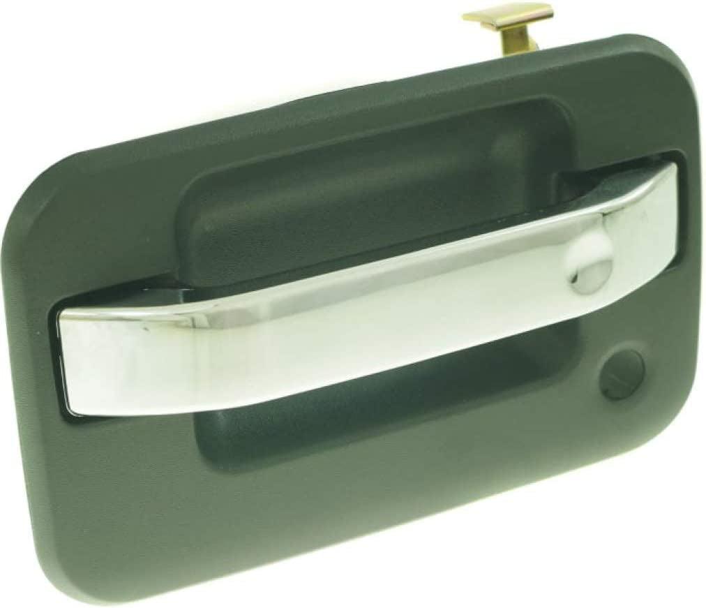 for Lincoln Mark LT Exterior Door Handle Front, Driver Side Textured Black Bezel with Chrome Lever (2006-2008) | with Key Hole| Trim : Base