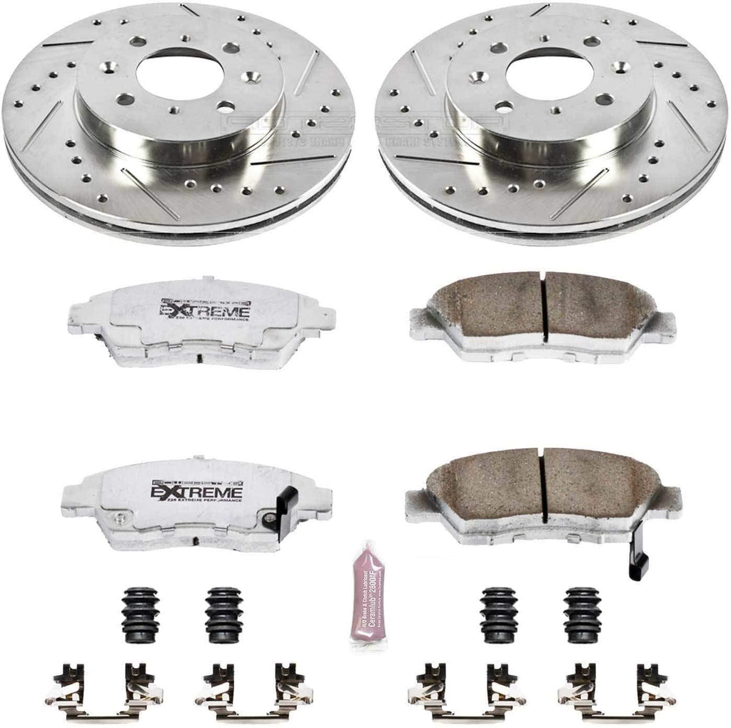 K694-26 Front Z26 Carbon Fiber Brake Pads with Drilled & Slotted Brake Rotors Kit