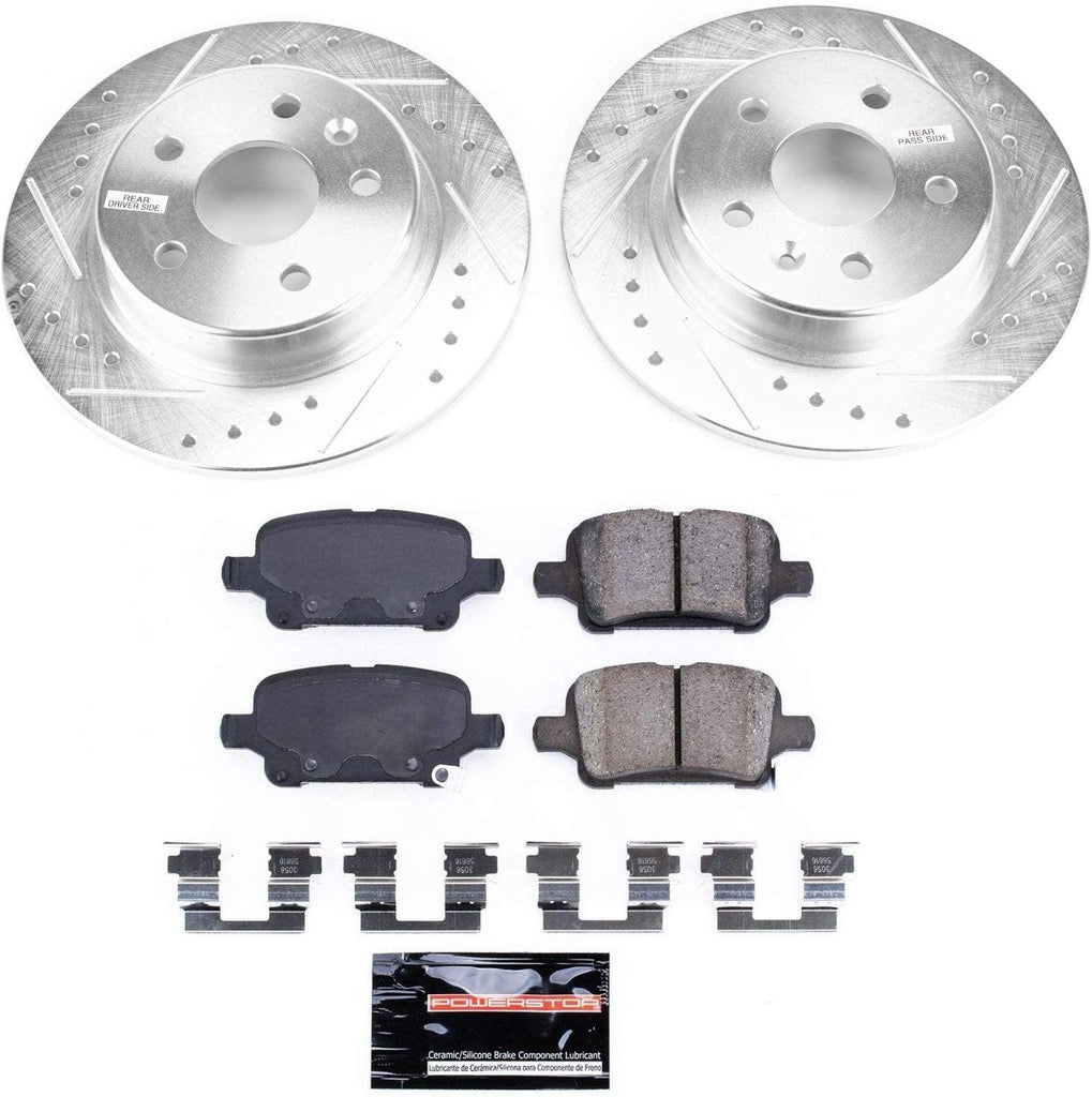 K7720 Rear Z23 Carbon Fiber Brake Pads with Drilled & Slotted Brake Rotors Kit