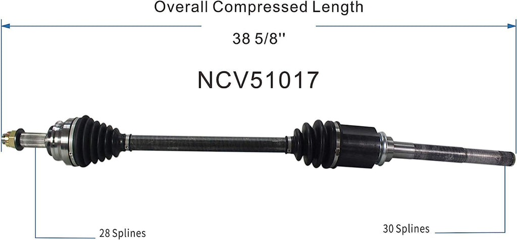 NCV51017 CV Axle Shaft Assembly for Select 2007-11 Mitsubishi Outlander - Front Right (Passenger Side)