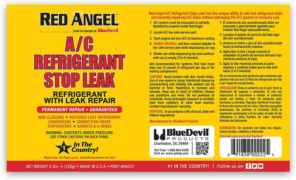 Bluedevil Products Red Angel 00222 A/C Stop Leak & Conditioner - 4.5 Ounce