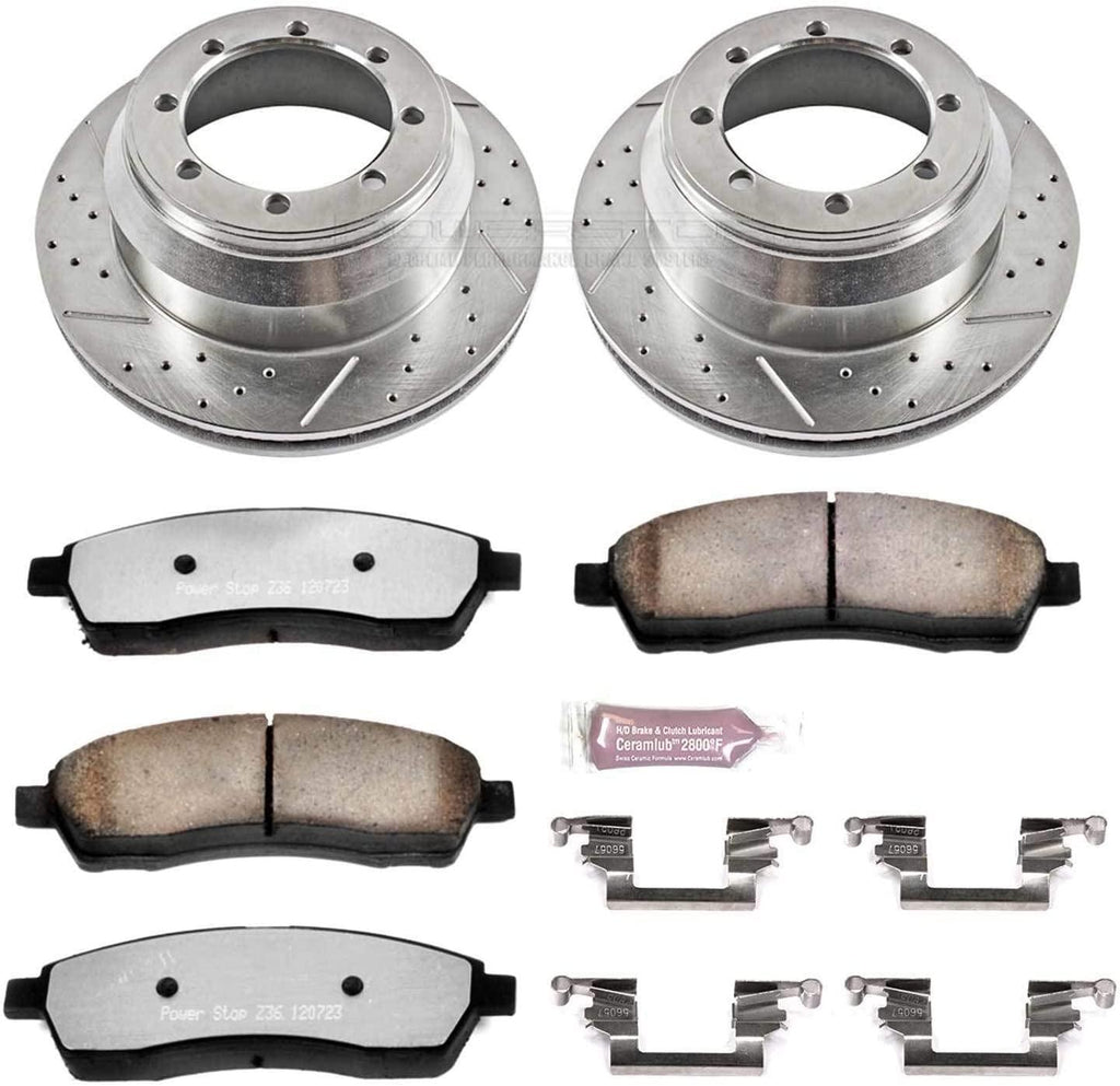 Power Stop K1889-36 Rear Z36 Truck & Tow Brake Kit, Carbon Fiber Ceramic Brake Pads and Drilled/Slotted Brake Rotors