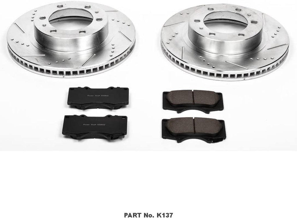K137 Front Brake Kit with Drilled/Slotted Brake Rotors and Z23 Evolution Ceramic Brake Pads