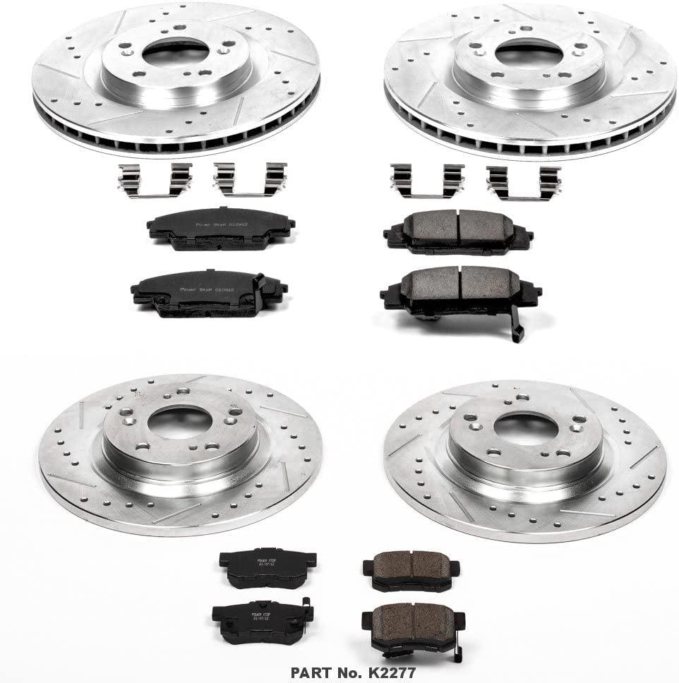 K2277 Front and Rear Z23 Carbon Fiber Brake Pads with Drilled & Slotted Brake Rotors Kit