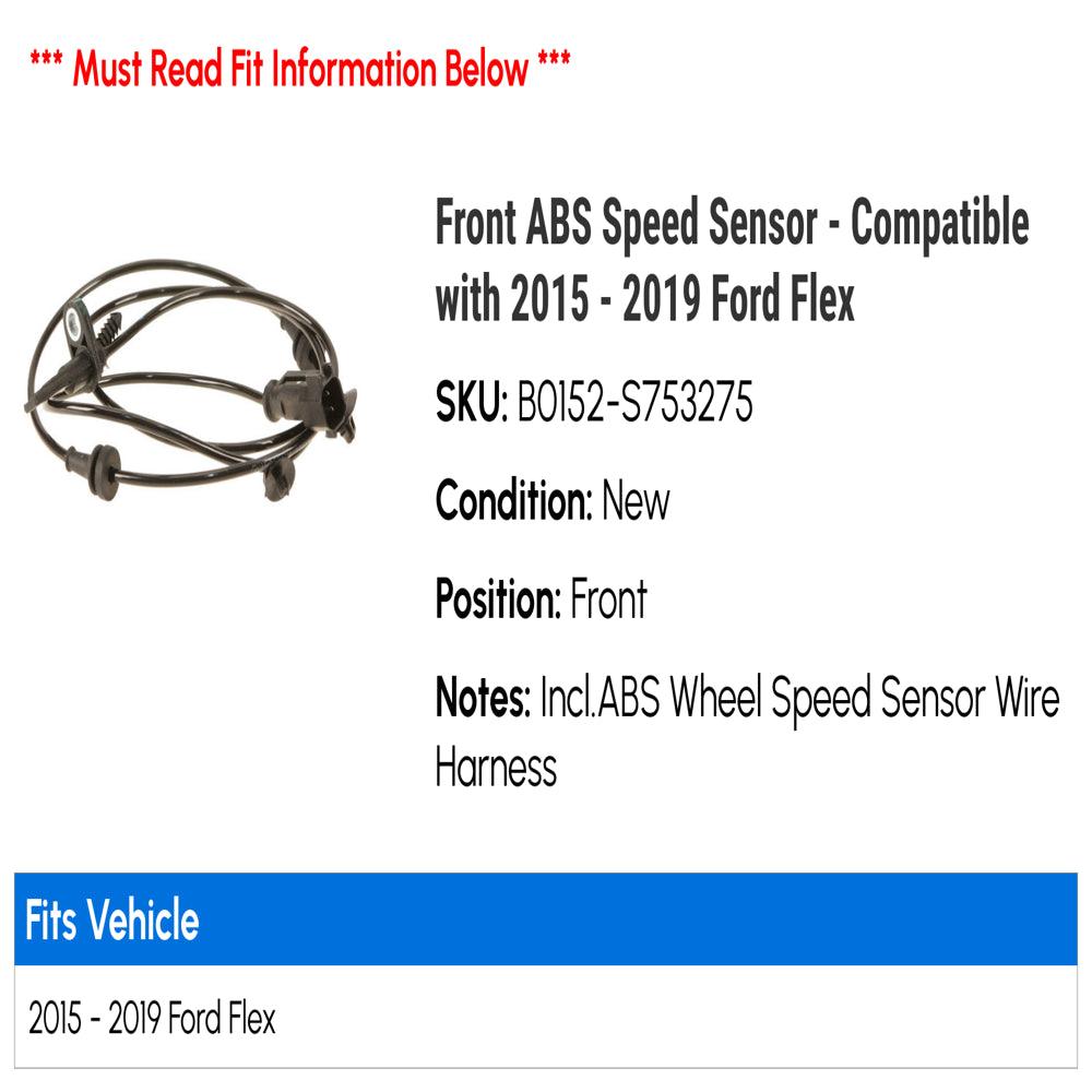 Front ABS Speed Sensor - Compatible with 2015 - 2019 Ford Flex 2016 2017 2018
