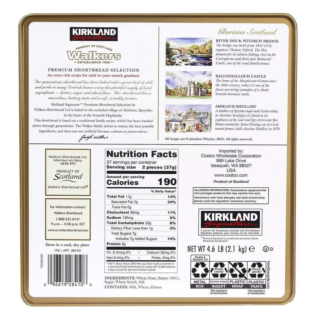 Kirkland Signature Walkers Premium Shortbread Selection Gift Tin 4.6 Pound