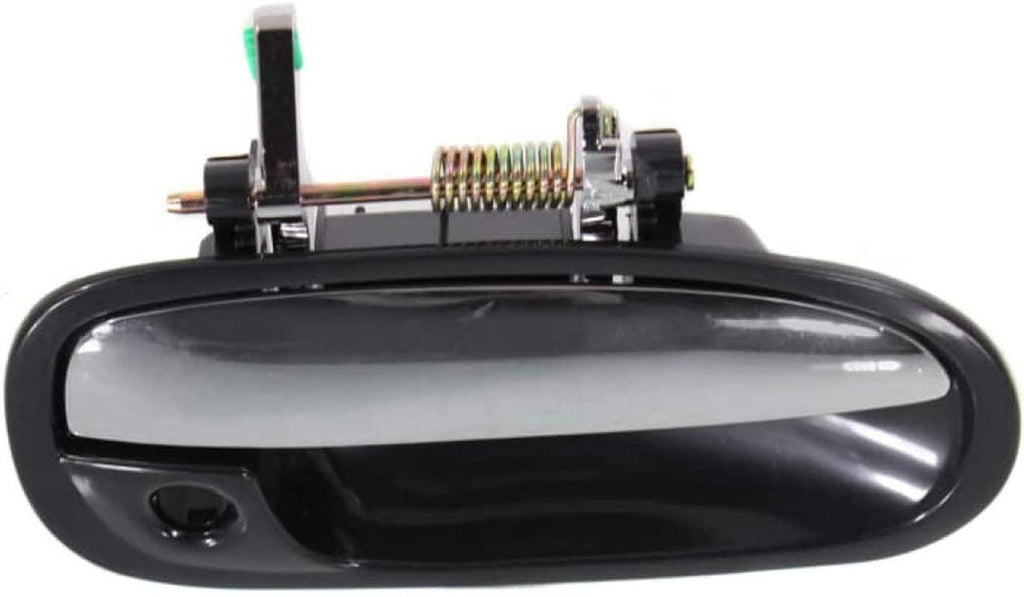 for Honda Civic Exterior Door Handle Front, Passenger Side Smooth Black Bezel with Chrome Lever (1996-2000) | with Key Hole| Trim:All Submodels