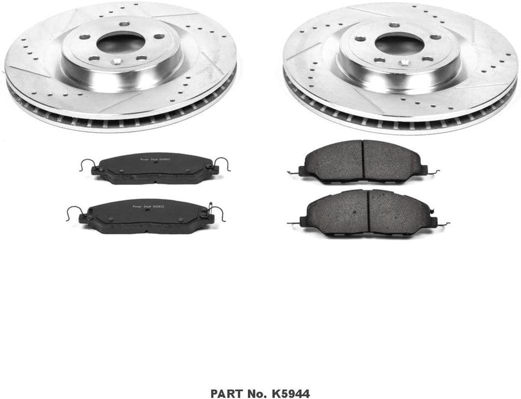 K5944 Front Z23 Carbon Fiber Brake Pads with Drilled & Slotted Brake Rotors Kit