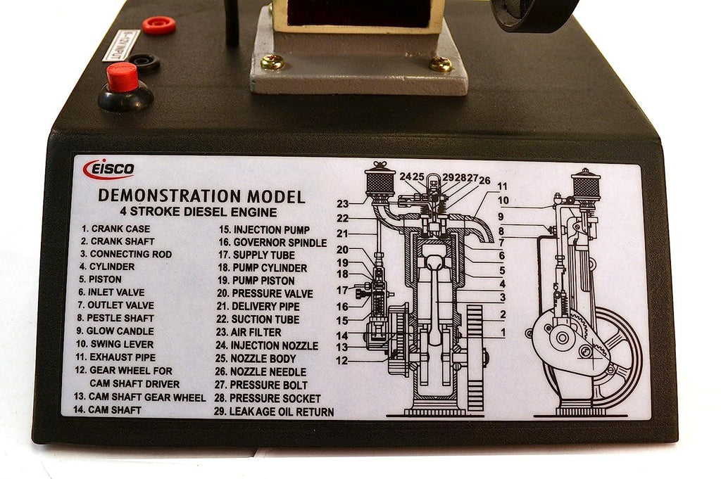 4 Stroke Diesel Hand Crank Model with Actuating Movable Parts to Demonstrate Engine Basics - 16" Tall -  Labs