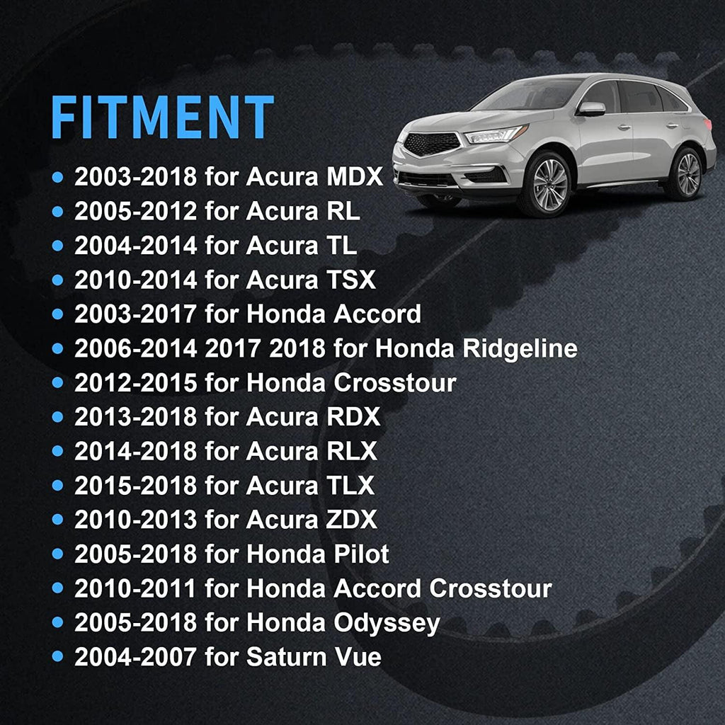 New Timing Belt Water Pump Kit Fits 2003-2012 Honda Accord Pilot Odyssey Ridgeline Acura RDX TSX ZDX MDX TL RL 3.0L 3.2L 3.5L 3.7L V6 SOHC