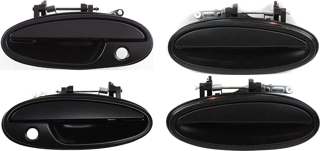 Front Exterior Door Handle Set of 4 Compatible with 1997-1999 Buick Riviera, Fits 1997-1999 Oldsmobile Aurora Smooth Black Driver and Passenger Side