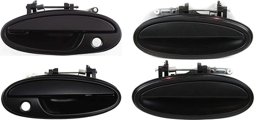 Front Exterior Door Handle Set of 4 Compatible with 1997-1999 Buick Riviera, Fits 1997-1999 Oldsmobile Aurora Smooth Black Driver and Passenger Side