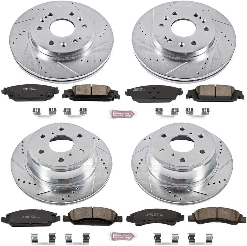 K6560 Front and Rear Z23 Carbon Fiber Brake Pads with Drilled & Slotted Brake Rotors Kit