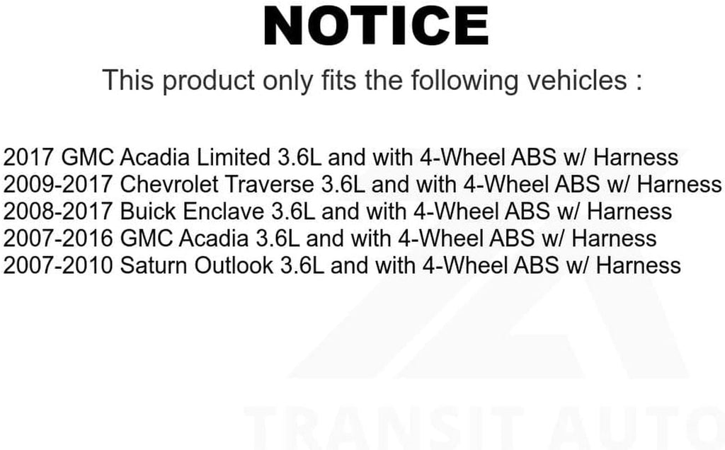 Mpulse Rear ABS Wheel Speed Sensor SEN-2ABS1536 for Chevrolet Traverse GMC Acadia Buick Enclave Saturn Outlook Limited W/Harness 3.6L with 4-Wheel