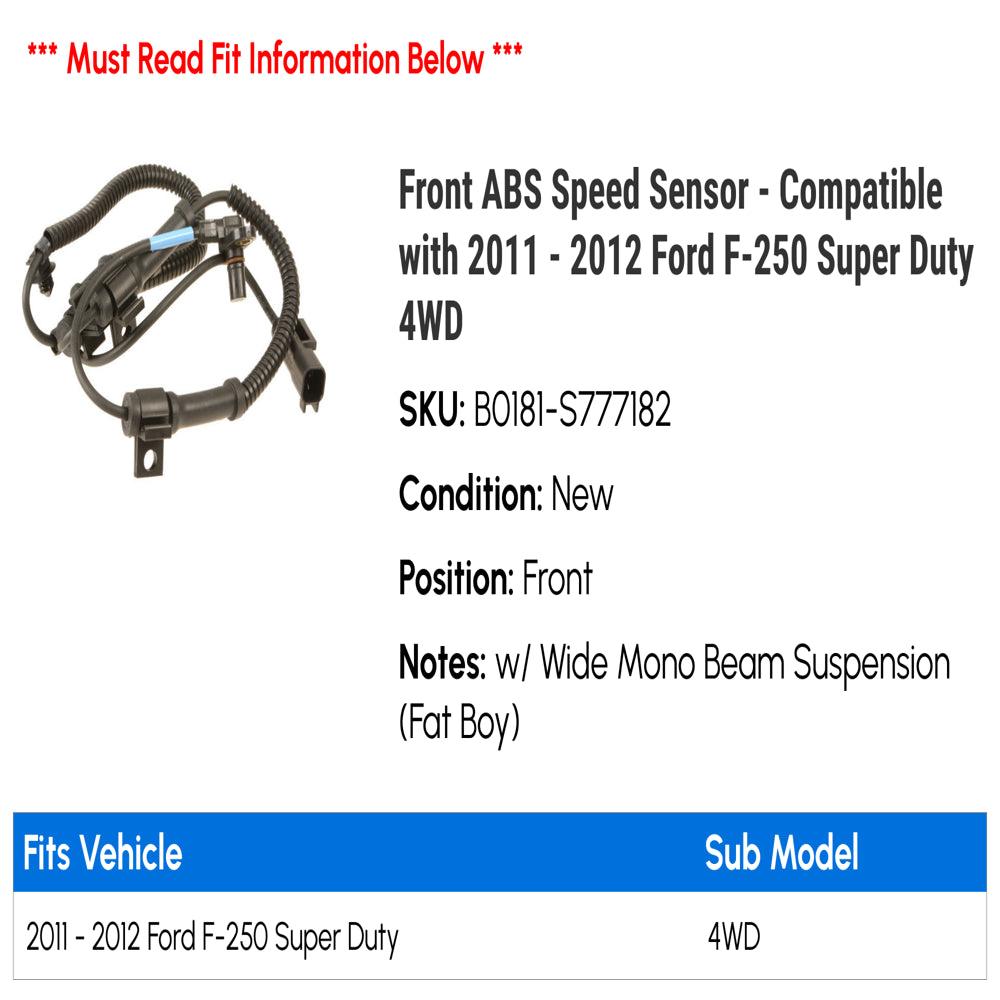 Front ABS Speed Sensor - Compatible with 2011 - 2012 Ford F-250 Super Duty 4WD