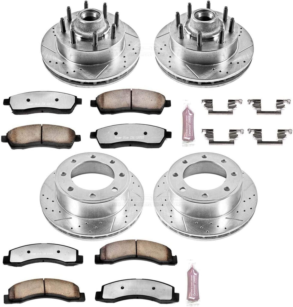 K1894-36 Front and Rear Z36 Truck & Tow Brake Kit, Carbon Fiber Ceramic Brake Pads and Drilled/Slotted Brake Rotors