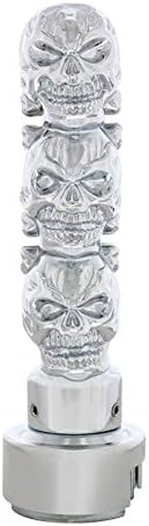 70752 - Manual Transmission Shift Knob - Chrome 3 Skull 13/15/18 Speed Shift Knob with Adapter
