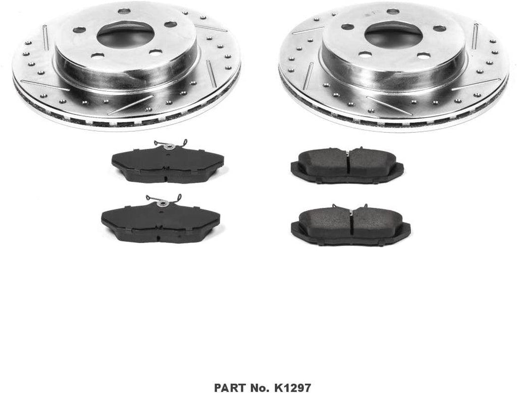 K1297 Rear Z23 Carbon Fiber Brake Pads with Drilled & Slotted Brake Rotors Kit