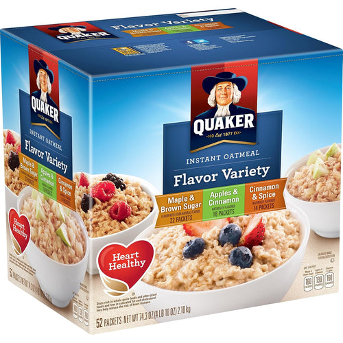Quaker Instant Oatmeal Variety, 52 ct