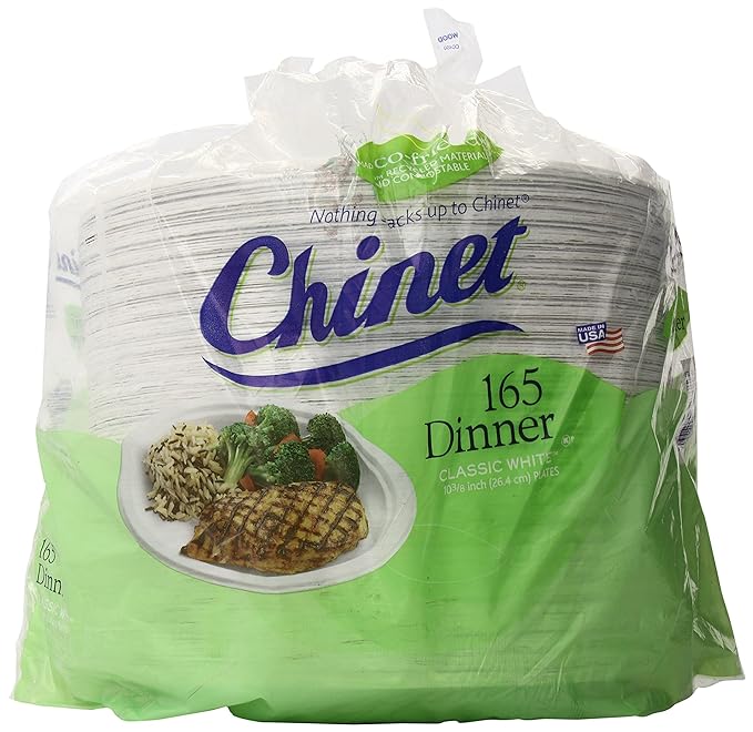 Chinet Classic White Paper Dinner Plates, 10 3/8 Inch, 165 Count, Whitish Brown (CHINET165DINER)
