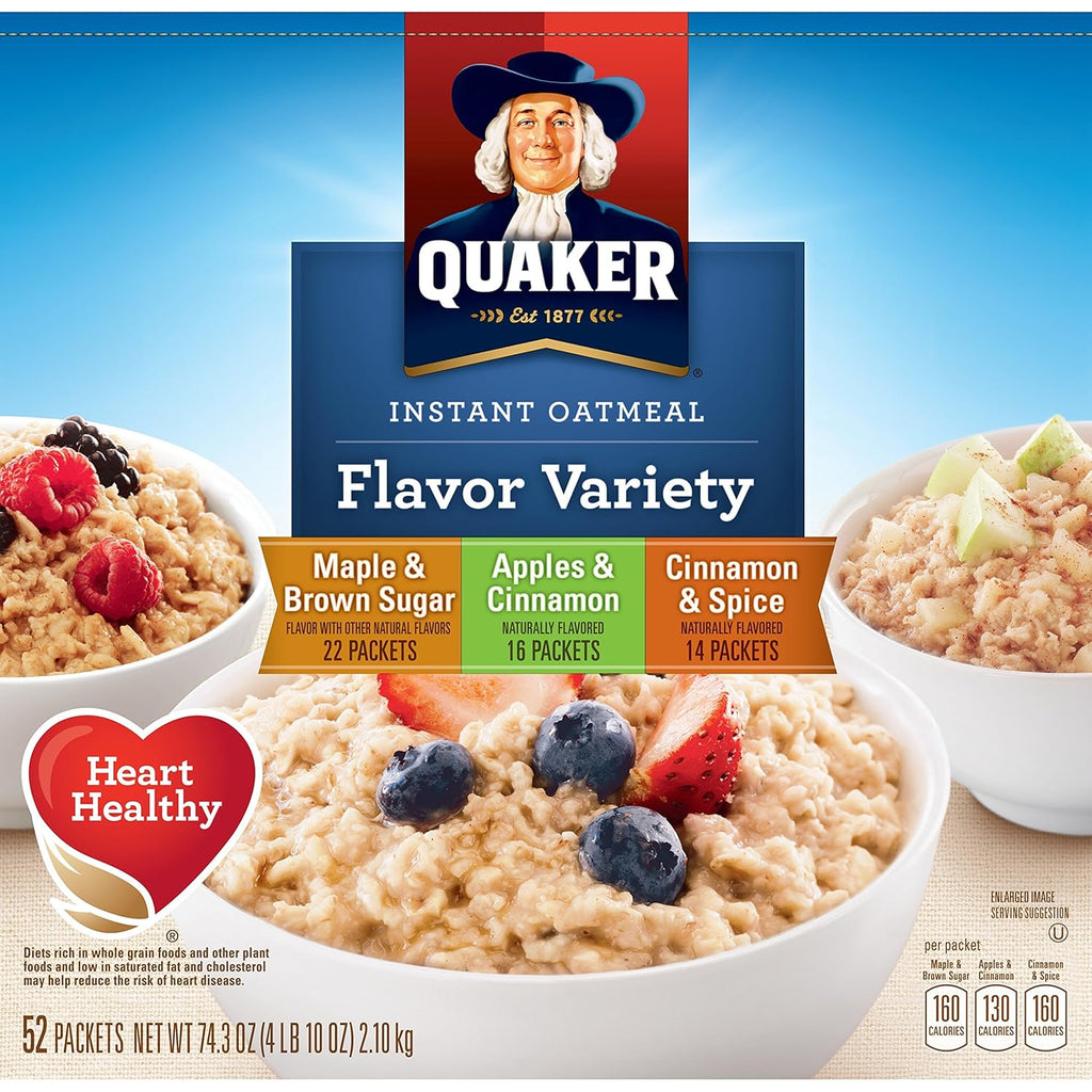 Quaker Instant Oatmeal Variety, 52 ct