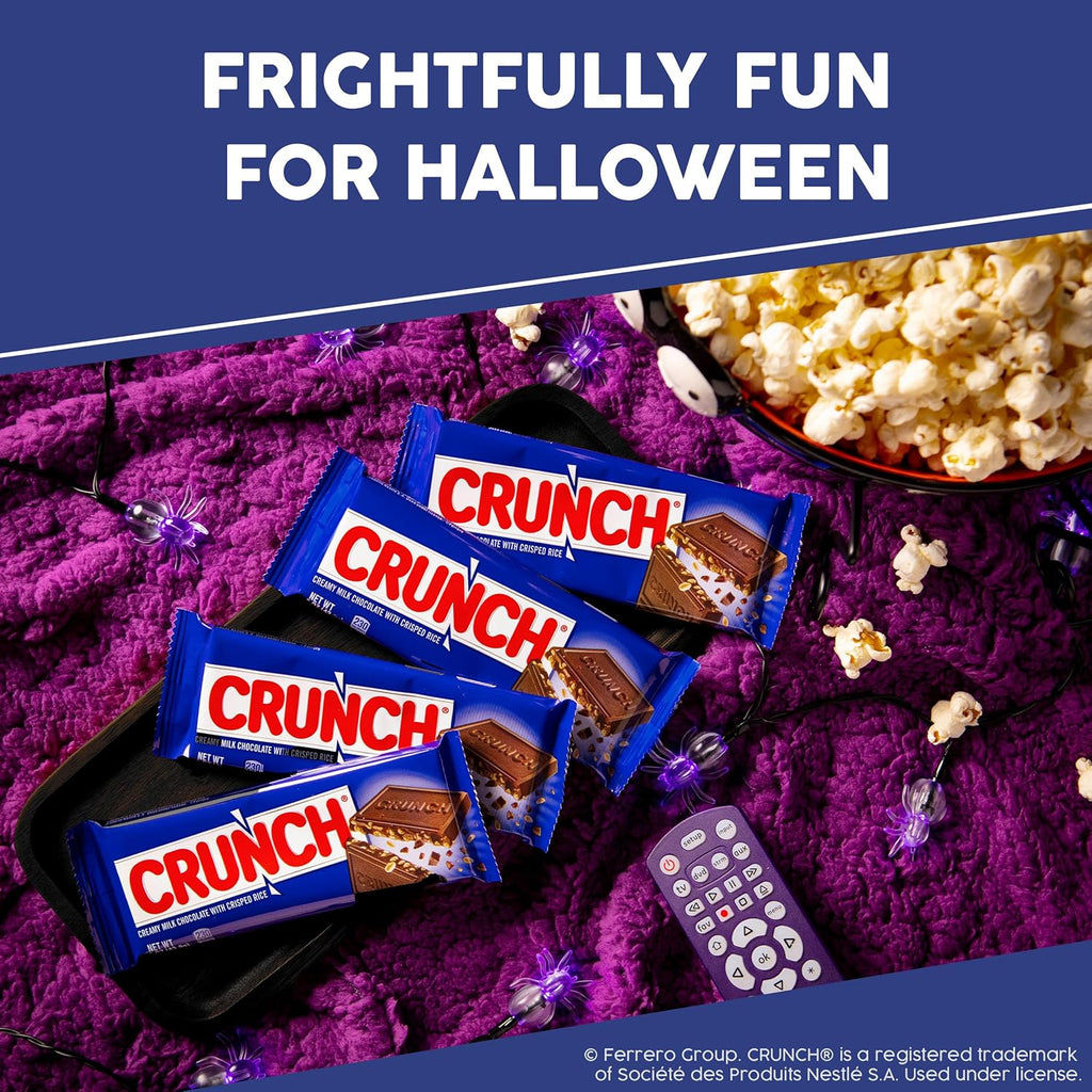 CRUNCH, Bulk 36 Count, Milk Chocolate and Crisped Rice, Full Size Halloween Candy, 1.55 oz Each