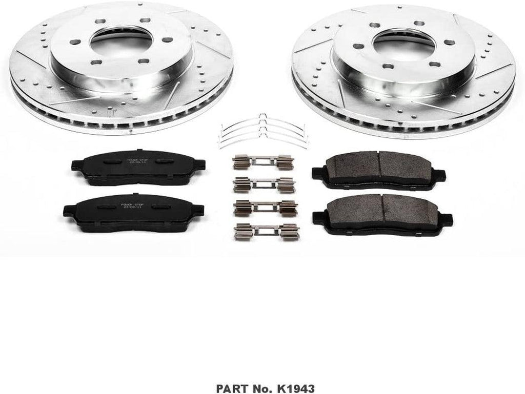 K1943 Front Z23 Carbon Fiber Brake Pads with Drilled & Slotted Brake Rotors Kit