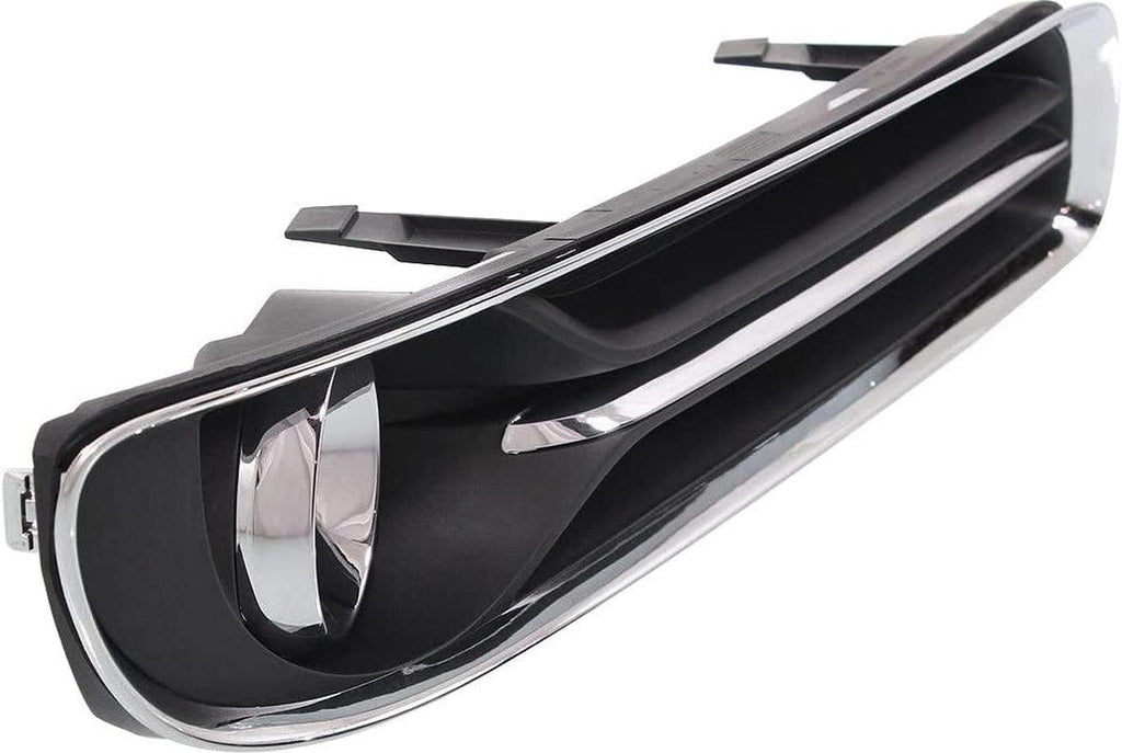 Front, Driver and Passenger Side Fog Light Trim Set of 2 Compatible with 2011-2014 Chrysler 300 Black, with Chrome Trim