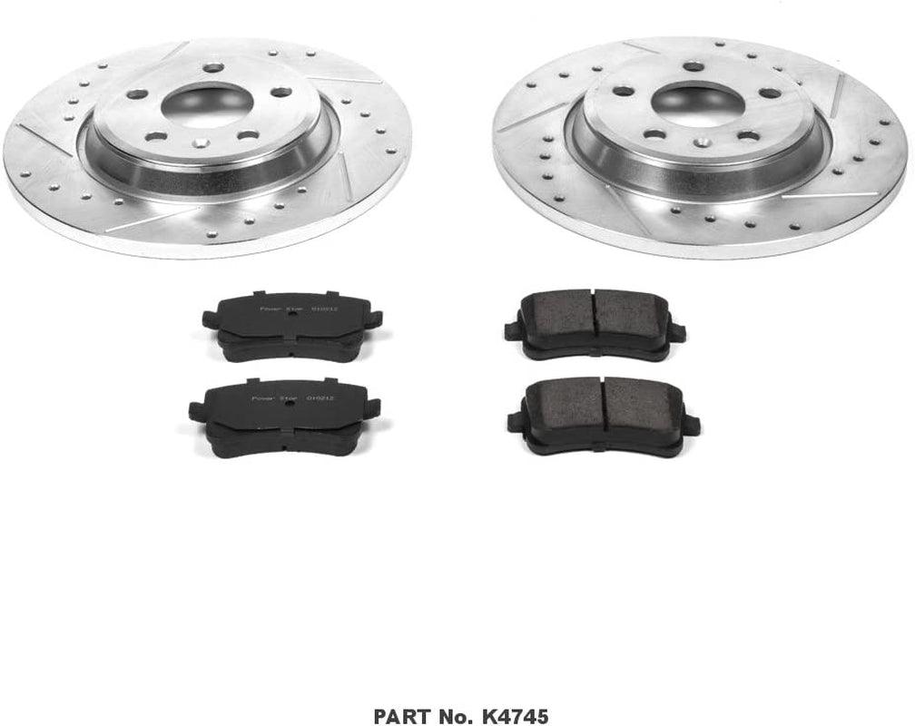 K4745 Rear Z23 Carbon Fiber Brake Pads with Drilled & Slotted Brake Rotors Kit