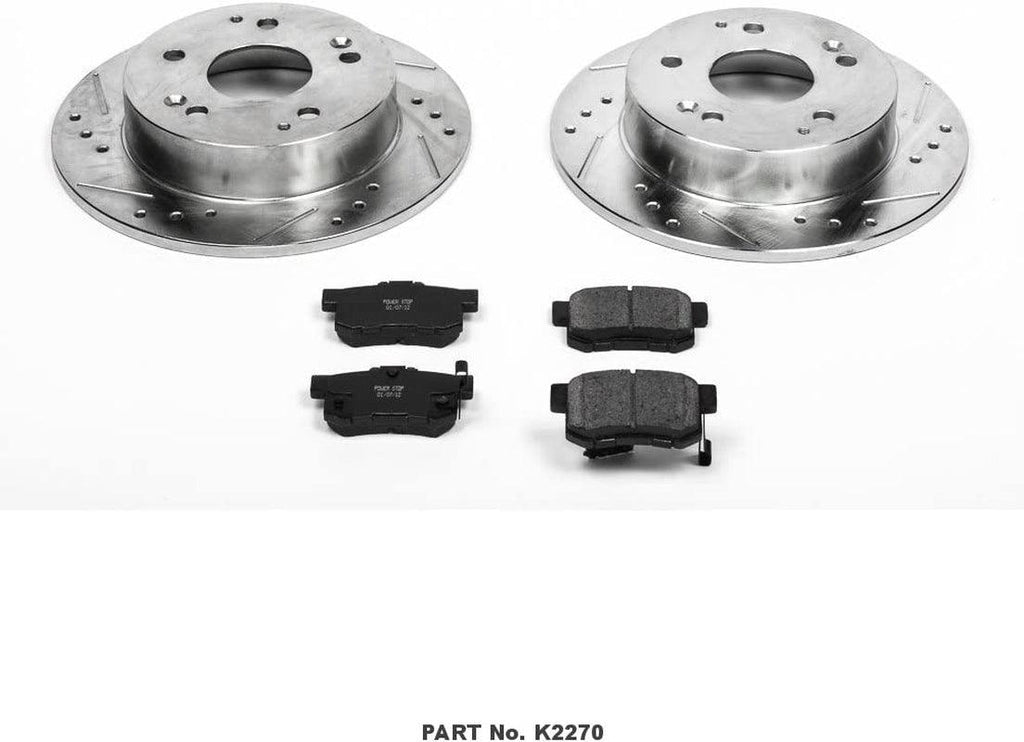 K2270 Rear Z23 Carbon Fiber Brake Pads with Drilled & Slotted Brake Rotors Kit