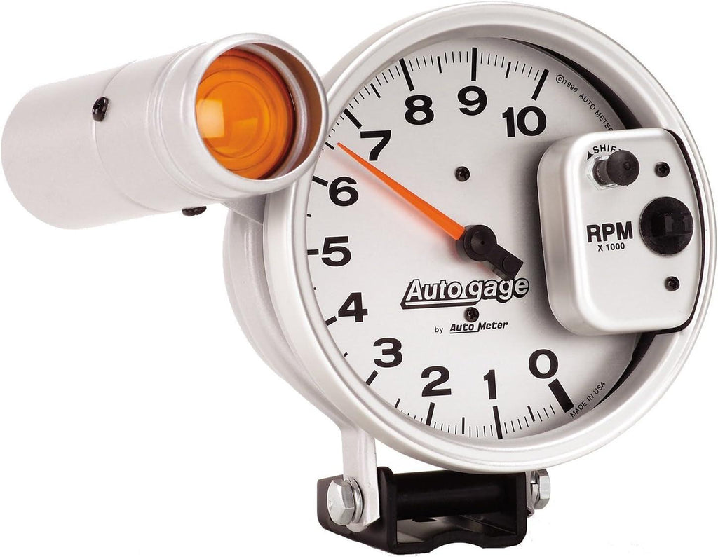 Autogage by Autometer 5 In. Pedestal Mount Tachometer, 0-10,000 RPM with Large External Shift Light 233911