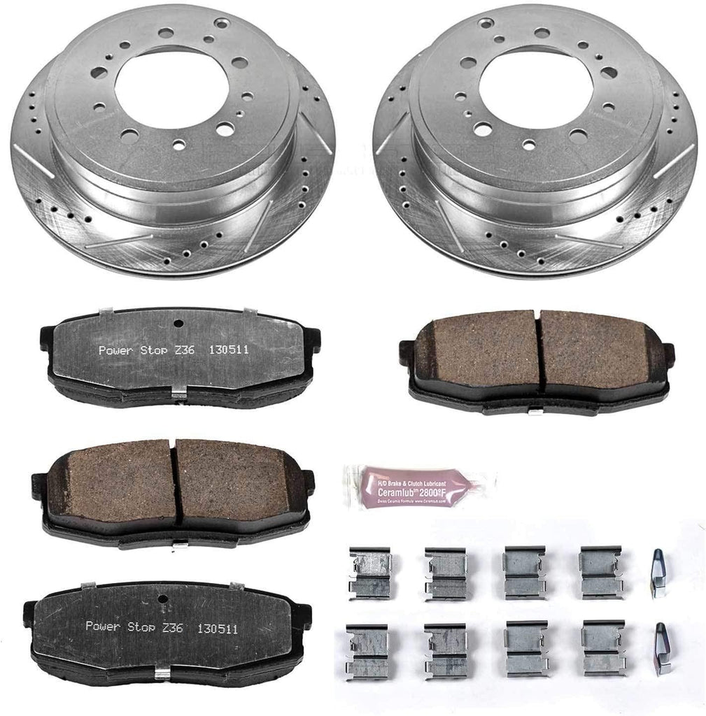 K3073-36 Rear Z36 Truck & Tow Brake Kit, Carbon Fiber Ceramic Brake Pads and Drilled/Slotted Brake Rotors