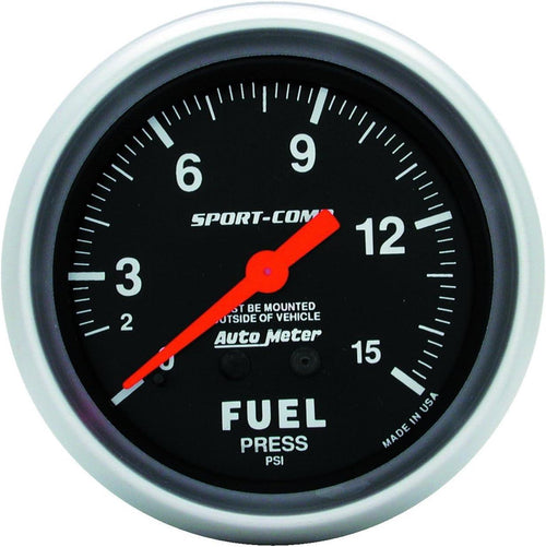 3411 Sport-Comp Mechanical Fuel Pressure Gauge, Fuel Pressure - 2 5/8